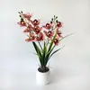 Venta al por mayor de fabricante 12 piezas de plantas en maceta de orquídea Cymbidium para escritorios de oficina, bonsái de flor artificial realista para decoración interior