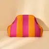 Bolso de Mano de Punto Rayado, Bolso de Mahjong, Versátil Portátil para el Día a Día, Tejido con Clip de Almacenamiento, Bolsa de Maquillaje, Gran Capacidad