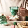 Taza de Navidad creativa de doble capa resistente a altas temperaturas, taza de leche hecha de vidrio de borosilicato alto con asa, taza de deseo estrella de Navidad para regalo de vacaciones