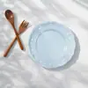 Plato de Cena Cerámico Blanco Brillante Retro con Borde de Encaje Estilo Francés Xinming Redondo de 8 Pulgadas Vajilla Doméstica Simple