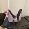 Bolsa Transversal Formato Dumpling Feminina Grande Capacidade 2025 Nova Bolsa de Ombro Feminina de Tecido Bolsa de Ombro Esportiva Bolsa de Tecido Lona Cor Lisa