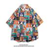 Camisa de manga corta con grafiti de Luffy para hombre, de verano, fina, holgada, moderna, combinable, para parejas, de media manga