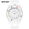 Relógio de Pulso Sanda Quartz para Volta às Aulas Octogonal Disfarce À Prova d'Água Relógio de Pulso para Exame de Estudante Venda Quente de Comércio Exterior Relógio com Caixa de Presente Color Blocking