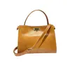 Bolso Vintage para Mujer de Cuero Curtido Vegetal Personalizado, Popular Bolso Kelly, Exportación Transfronteriza, Bolso Cruzado de Cuero Genuino de Primera Capa