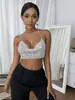 AYJ AliExpress Amazon Ebay Cadena Metálica Súper Brillante de Pedrería Top Tubo sin Espalda con Cuello Halter Y615