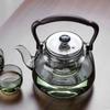 Tetera de vidrio borosilicato resistente a altas temperaturas, tetera de haz, tetera de gran capacidad, tetera gris ahumado, hervidor integrado para cocinar