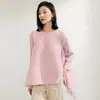 Foto Real de Top Holgado Adelgazante de Corte A con Plisados Issey Miyake 2026 para Mujer, Camiseta de Diseñador de Nicho con Borlas, Manga Larga, Estilo de Longitud Media