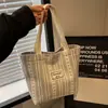 Bolsa Estilo Japonés Ins para Mujer 2024 Bolsa de Lona Moda Rayas Bolso de Mano Hombro Bolso Tote de Clase para Mujer Ropa de Trabajo Mochila Escolar
