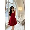 Vestido Korean Swan Kiss Estilo Desejo Puro Bainha com Caimento Quadrada Gola Quadrada Alças Finas Seda Gelada para Mulheres Baixas