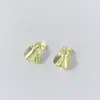 Pendientes Torcidos Asimétricos Cóncavos y Convexos Brillantes de Plata de Ley S925 para Mujer, Estilo Simple, Compacto, Genial, Joyería de Oreja Personalizada