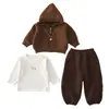 Traje casual estilo coreano para niños de uno a cinco años, nuevo suéter de manga larga de color liso con cremallera para otoño, conjunto de tres piezas