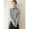 Suéter de cuello alto con media cremallera de cachemira pura para mujer, nuevo estilo otoño e invierno, tejido holgado y estilizado, top básico de manga larga