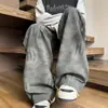 Pantalones Casuales de Pana para Hombre Otoño Invierno Estilo Hong Kong Tendencia Ins Pierna Ancha Moda Pantalones Tie-Dye Pantalones de Pierna Recta para Pareja
