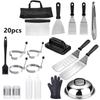 Set de Herramientas para Barbacoa de Acero Inoxidable Spot Transfronterizo de 22 Piezas Combinación para Barbacoa Pala para Cocinar Parrilla Teppanyaki al Aire Libre