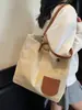 Bolsa de Lona, Estilo Coreano, Estilo Perezoso, Gran Capacidad, Bolso de Hombro para el Trabajo y los Viajes Diarios, Bolso Tote Versátil con Bloques de Color para Estudiantes