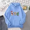 Comercio exterior europeo y americano trío navideño sudadera con capucha forrada de forro polar para hombre y mujer tops de pareja holgados