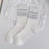 Calcetines de Malla de Verano para Mujer Calcetines Holgados Finos de Media Caña Sin Costuras Color Sólido Blanco Versátiles Calcetines de Algodón de Media Longitud