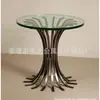 Su Mesa de Comedor de Hierro Estilo Escandinavo, Mesa de Centro de Metal Forjado para Sala de Estar de Casa, Mesa Redonda de Hierro Forjado Imitación Cobre