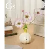 Florero Creativo con un Toque de Lujo Ligero y de Alta Gama, Flores Artificiales, Flores Secas, Adornos Decorativos Artísticos, Arreglo Floral de Cerámica para Bodas
