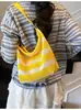 Bolso de Mano Rayado de Alta Gama Transfronterizo Bolso de Hombro Tejido de Gran Capacidad para Mujer Estilo Perezoso Ligero Bolso de Compras para Vacaciones para Mujer