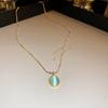 Colar Pingente Lua Amor Ouro Real 18K Galvanizado Corrente Simples Elegante Versátil Clavícula Luxo Leve Colar de Alta Qualidade