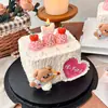 214 Decoración para Pastel del Día de San Valentín Tarjeta de Corazón Arco de Cupido Oso con Arco Vela de Cereza para Insertar