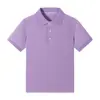 Uniformes Escolares Estilo Británico para Niños y Niñas Estilo Preppy de Campus Estudiantes Camiseta de Manga Corta Color Morado Puro Verano Camisa Polo Dropshipping