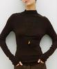 Camiseta Básica Cuello Alto/Cuello Cisne Minimalista "Colorist" Lavable de Lana Italiana Sin Costuras