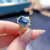 Anillo Popular de Topacio Natural al por Mayor de Fábrica Plata S925 Incrustado Piedra Principal 6*8 Joyería de Lujo Venta Directa de Fábrica