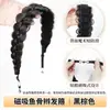 Faixa de Cabelo Peruca Trança Espinha de Peixe Magnética Tudo-em-Um Acessórios de Cabelo Trança Longa para Mulheres Faixa de Cabelo Adorno para o Topo da Cabeça