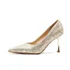 Jin Gang M8083 Zapatos de Boda Zapatos de Boda Boca Baja Tacones Altos Mujer 2024 Nuevos Zapatos de Tacón de Aguja Puntiagudos Mujer