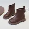 Dr. para Niñas. Botas Martens 2026 Otoño/Invierno Nuevo Estilo Piel Suave Negra Cremallera Trasera Suela Gruesa Antideslizante Cómodas Forro de Lana Cálidas Versátiles