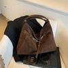 Bolsa Tote de Camurça, Mochila Feminina de Grande Capacidade, Versátil para o Outono e Inverno, Estilo Retro de Luxo, Bolsa de Ombro Transversal para o Dia a Dia