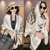 Bufanda elegante de seda Hangzhou con protección solar y letras para mujer, ideal para primavera y otoño, fina y larga, chal de satén de verano.