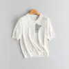 Suéter Fino de Punto Fino 100% Cachemir de 68 Hilos, Manga Corta, Diseño de Cabeza de Gato, Intarsia, Versátil, Colección Primavera/Otoño 2026