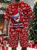 Conjunto de camiseta casual de corte holgado y pantalones cortos con estampado digital 3D temático de Navidad, superventas transfronterizo europeo y americano