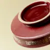 Bandeja de Té de Cerámica de Alta Gama con Motivo de Ciervo, Adecuada para Infusión de Té Seco, Presenta un Acabado Esmaltado Rojo de Horno y Diseño de Patas Altas