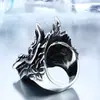 Guerrero de hierro y acero anillo de acero de titanio al por mayor joyería de estilo nacional anillo de grifo incrustado de circonita para hombre una generación de cabello