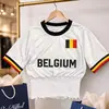 Top Camiseta de Manga Corta para Mujer Verano 2026, Jersey Mundial, Jersey Sexy con Estampado de Bandera, Bonito, Ceñidor de Cintura