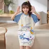 Camisola de Menina Verão Fina de Manga Curta Pijamas Fofos Infantis Verão Menina Desenho Animado Crianças Maiores Princesa Roupas de Casa