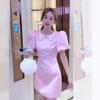 Vestido Exclusivo Rosa Estilo Fada de Verão 2026 Novo Modelo Feminino, Vestido Chique e Doce Picante com Design que Marca a Cintura