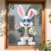 Gafas de Sol de Pascua Ambiente de Conejo Tienda Dibujo Animado Embellecimiento Decoración Arreglo Pegatina Electrostática para Puerta de Cristal Ventana
