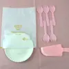 Pastel de cumpleaños cuchillo tenedor plato vela plato de cena plato juego de vajilla plato de papel desechable combinación de cuchillo y tenedor de plástico estampado floral