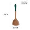Juego de cuchara pala de madera con mango verde oscuro para ala de pollo Utensilios de cocina antiadherentes para el hogar Cuchara pala de madera de mango largo para saltear Cuchara sopera Juego completo