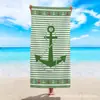 Toalla de Playa de Microfibra con Rayas y Anclas Simple, Toalla de Playa de Secado Rápido y Absorbente de Agua, Toalla de Baño, Toalla de Playa de Envío Transfronterizo