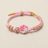Pulseira de Mão Trançada de Oito Fios Flor de Pêssego Estilo Chinês Tecida à Mão DIY com Miçangas Joia de Moda Nacional Presente para Amigos