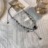 Collar con colgante de corazón negro, estilo oscuro, dulce y fresco para mujer. Nuevo diseño de nicho. Cadena de clavícula sencilla y exquisita de alta calidad.