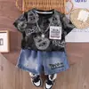 Roupa Infantil Meninos Conjunto de Verão 2026 Novo Desenho Animado Manga Curta Conjunto de Duas Peças para Meninos Roupas de Verão da Moda