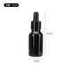 Venta al por mayor, frasco gotero de vidrio negro brillante a prueba de luz de 10 ml, 30 ml y 50 ml, frasco para aceites esenciales, envase original para cosméticos líquidos, frasco para esencias.