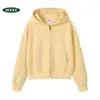 Chamarra con cierre de algodón compuesto estilo coreano para mujer, corta, con forro de borrego zorro plateado, sudadera con capucha versátil casual holgada para otoño e invierno, venta al por mayor
